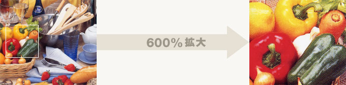 印刷、カタログ、パンフレット、チラシ、オンデマンド印刷は大阪のウラノ・データ入稿について、ページ。600%拡大図